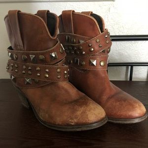 Corral Urban Studded Strap Ankle Boots-Cognac